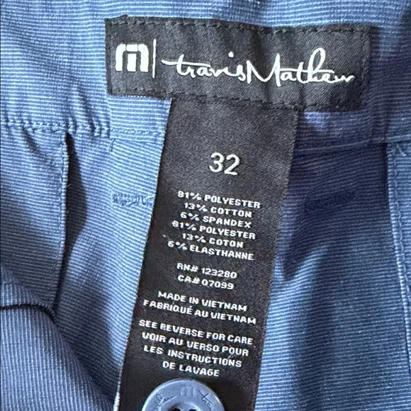 Travis Mathew Beck Mens 32 Blue Flat Front Golf Shorts Active Performance - Picture 3 of 6